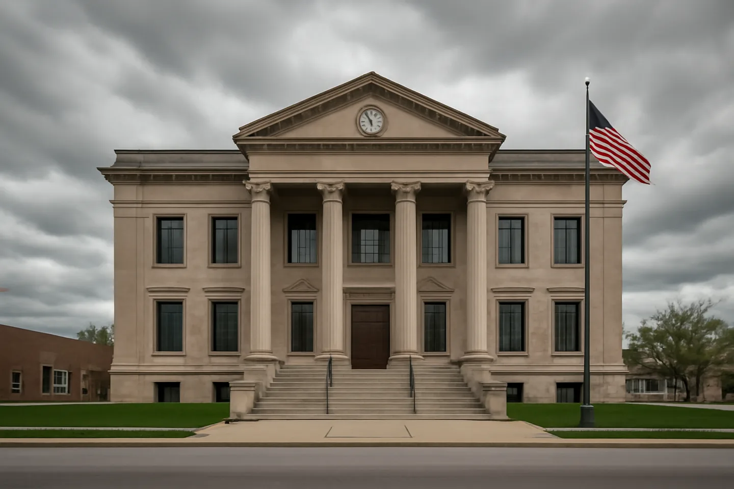 County courthouse exterior in a small town