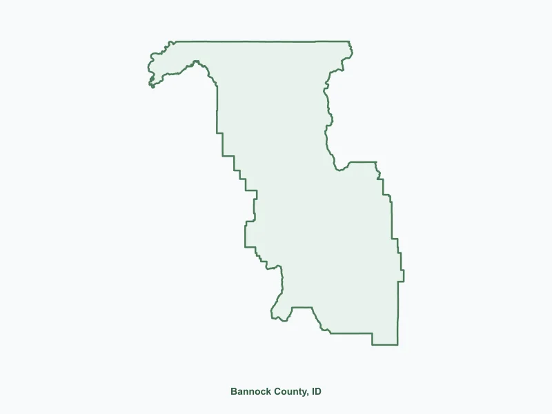 Map of Bannock County, ID showing major cities