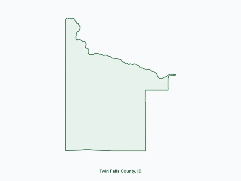 Map of Twin Falls County, ID showing major cities